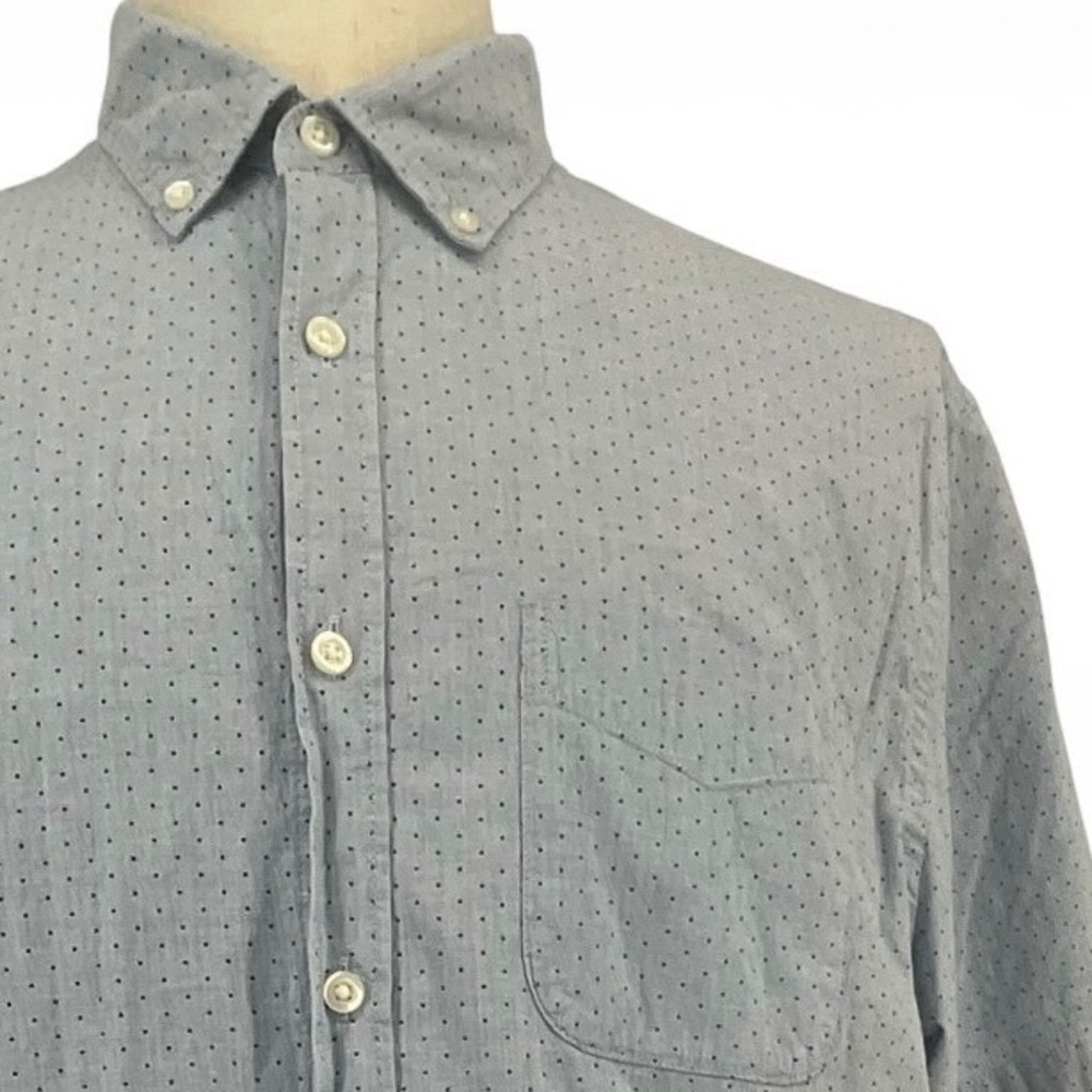 Old Navy Mens XL Slim Fit Built-In Flex Short Sleeve Button Down Shirt Blue‎ Dot